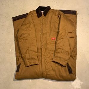 Dickies Tan Brown Canvas Duck Insulated Coveralls Mens Size L